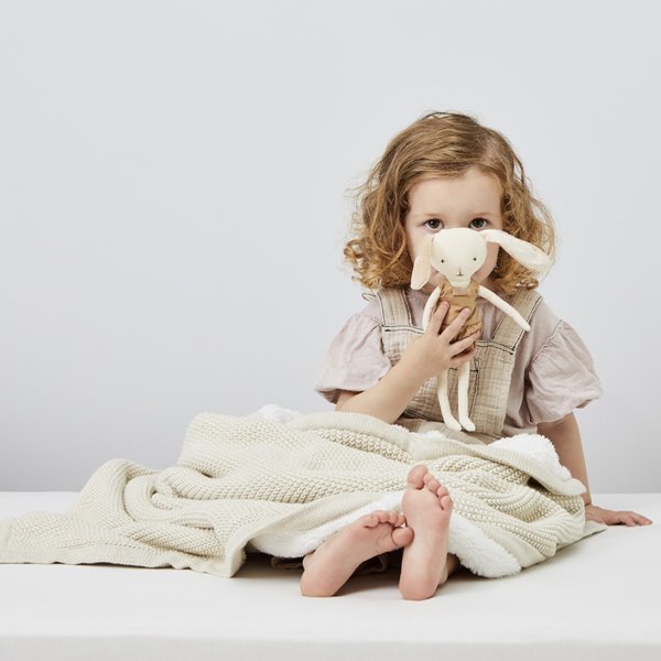 Organic Knitted Fleece Baby Blanket Linen