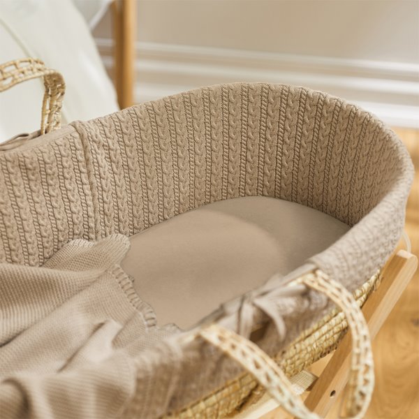 Organic Moses Basket Fitted Sheet - Truffle