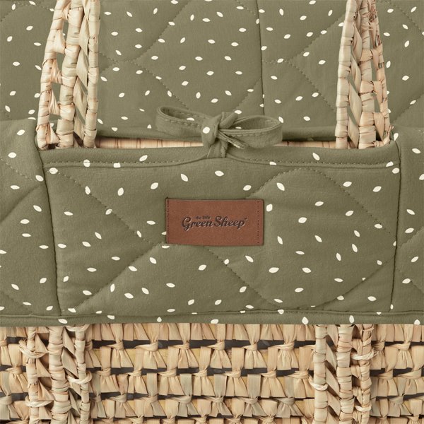 Natural Quilted Rice Moses Basket, Mattress & Natural Foldable Stand Juniper