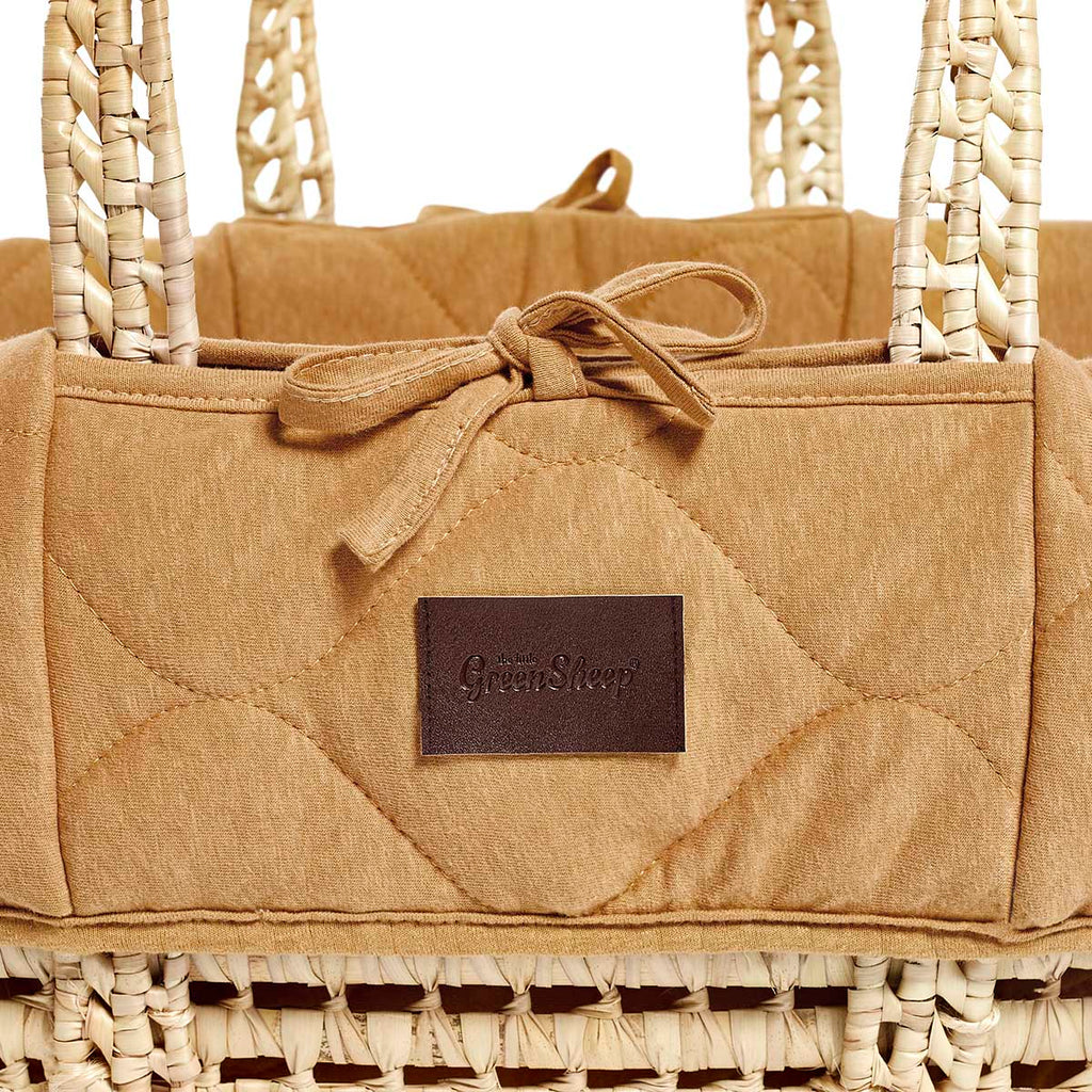 Natural Quilted Moses Basket, Mattress & Natural Foldable Stand Honey