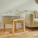 Organic Knitted Moses Basket, Mattress & Natural Rocking Stand  Dove Grey