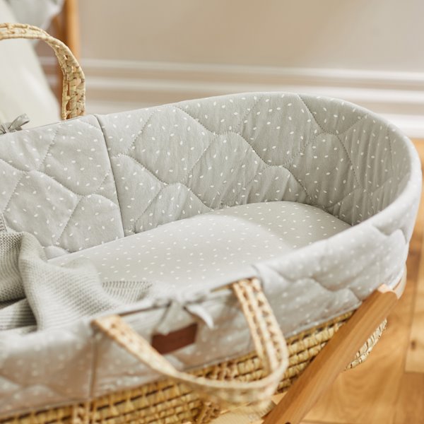 Organic Moses Basket Fitted Sheet - Dove Rice