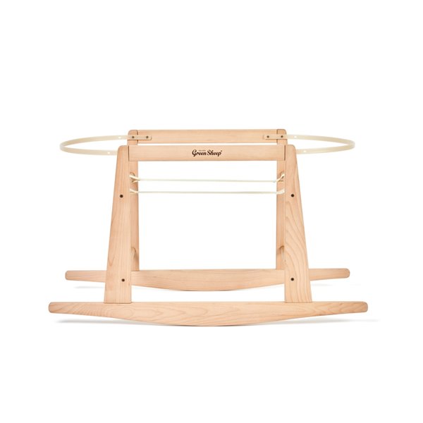 Organic Wheat Knitted Moses Basket, Mattress & Natural Rocking Stand White