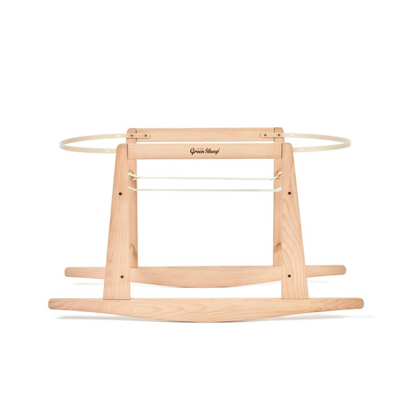 Organic Ripple Knitted Moses Basket, Mattress & Natural Rocking Stand Truffle