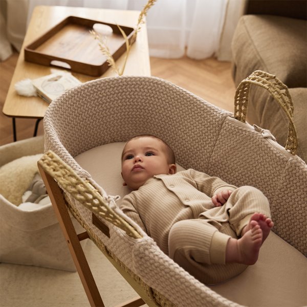 Wheat Knit Moses Basket Replacement Liner - Truffle