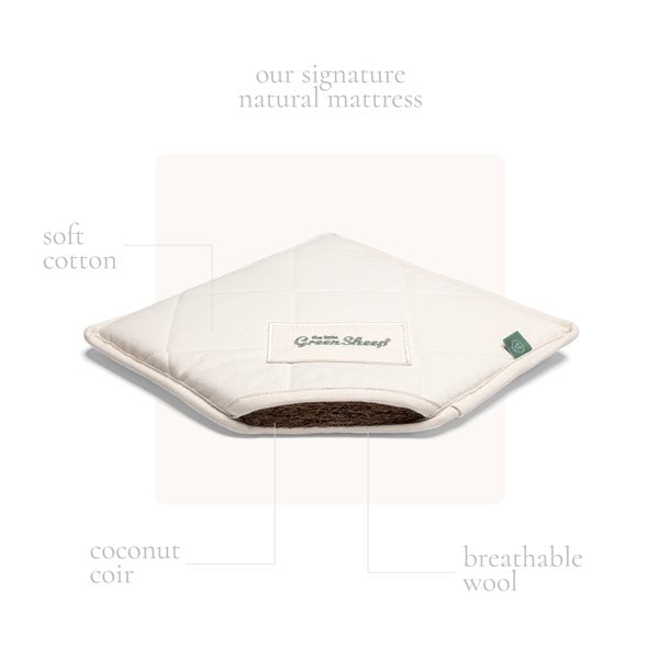 Natural Quilted Rice Moses Basket, Mattress & Natural Foldable Stand Juniper