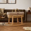 Organic Dimple Quilted Moses Basket, Mattress & Natural Rocking Stand Truffle