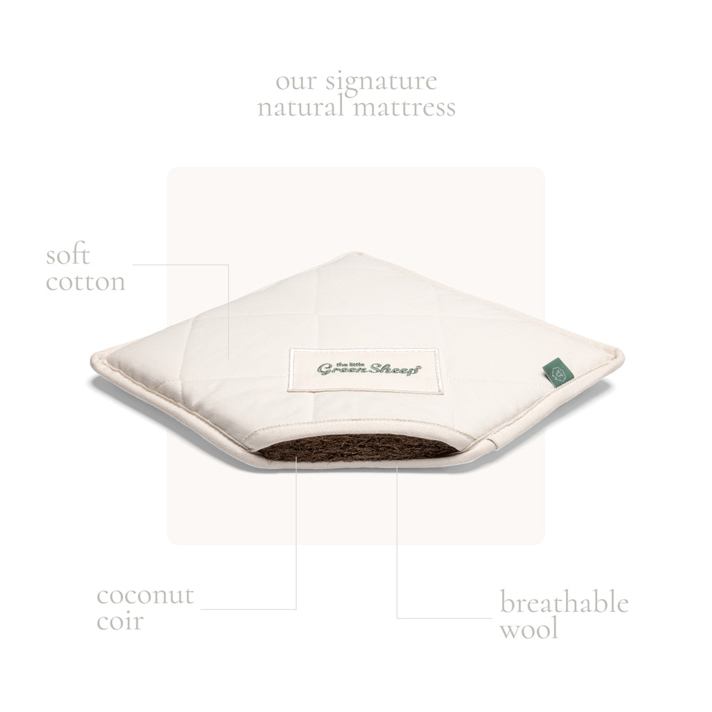 Cotton Muslin Moses Basket, Mattress & Natural Rocking Stand Ecru