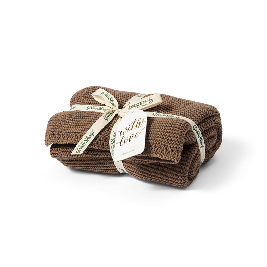 Organic Knitted Cellular Baby Blanket Cocoa