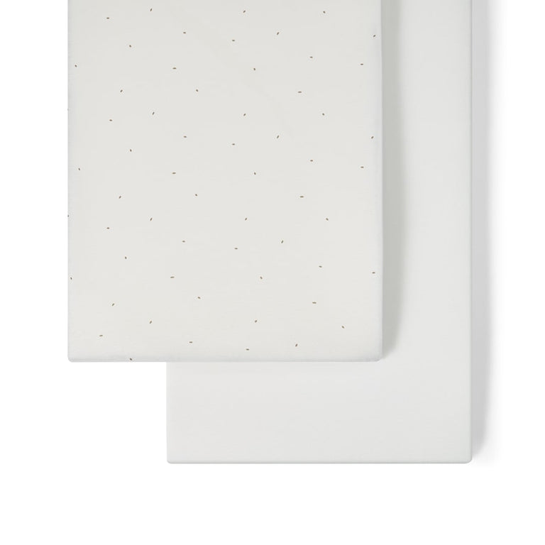 Organic Crib Fitted Sheets in White with Truffle Rice
