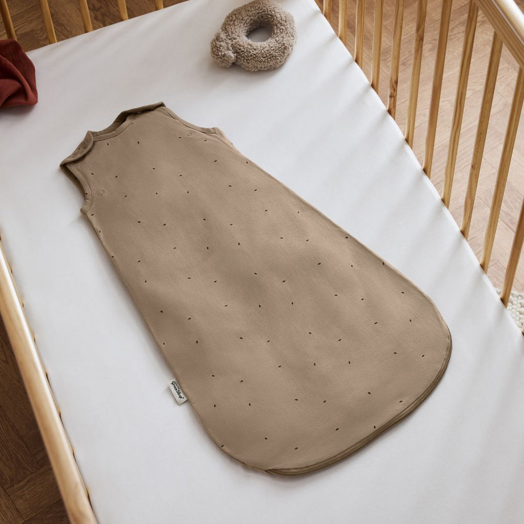 Organic Quilted Baby Sleeping Bag in Cocoa with Ebony