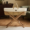 Cotton Muslin Moses Basket, Mattress & Natural Static Stand Ecru
