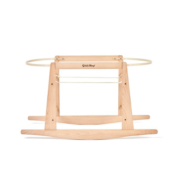 Cotton Muslin Moses Basket, Mattress & Natural Rocking Stand Ecru