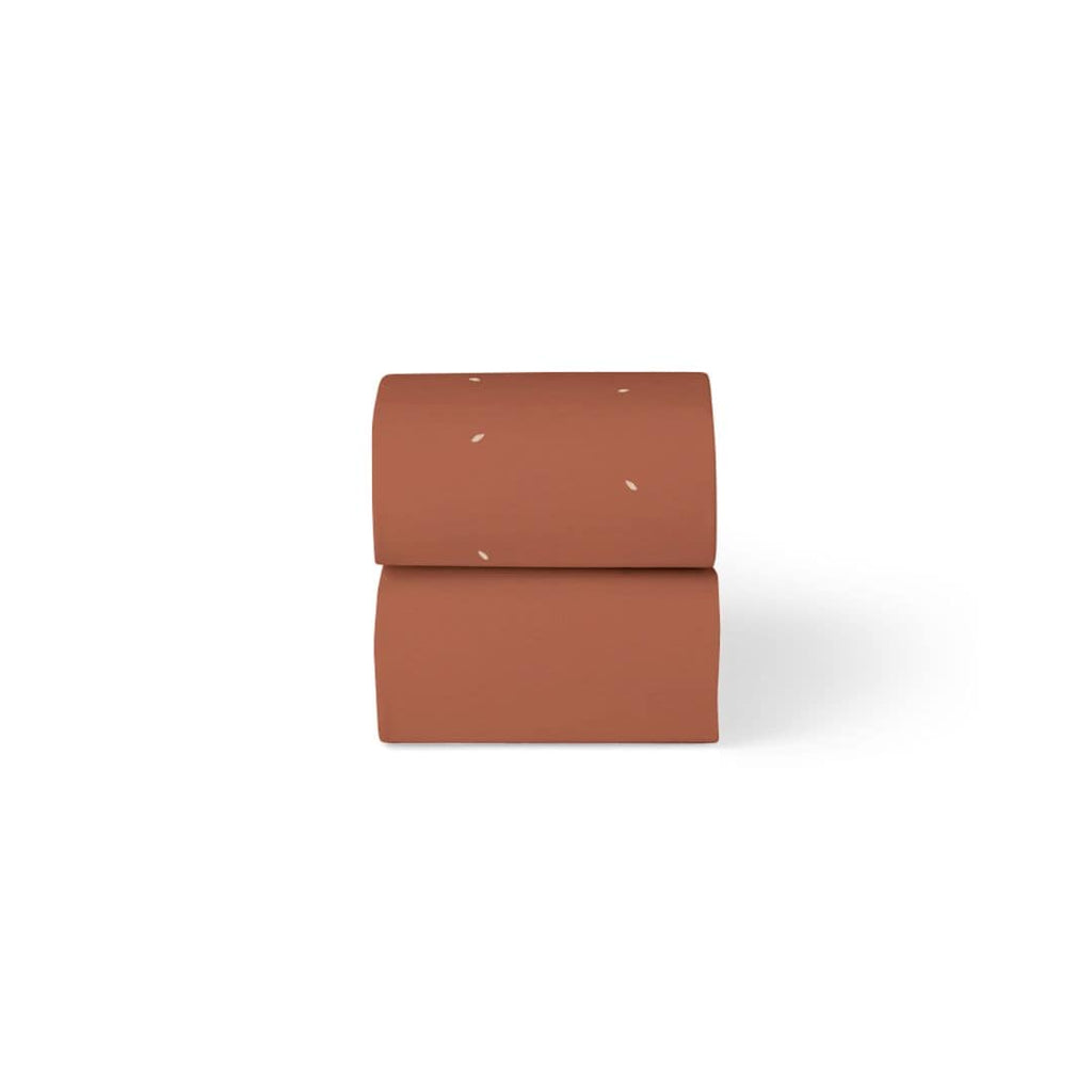 Organic Moses Basket Fitted Sheets in Terracotta with Linen Rice