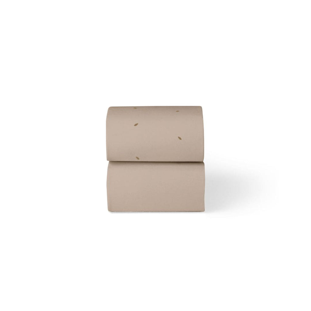 Organic Moses Basket Fitted Sheets in Truffle with Cocoa Rice