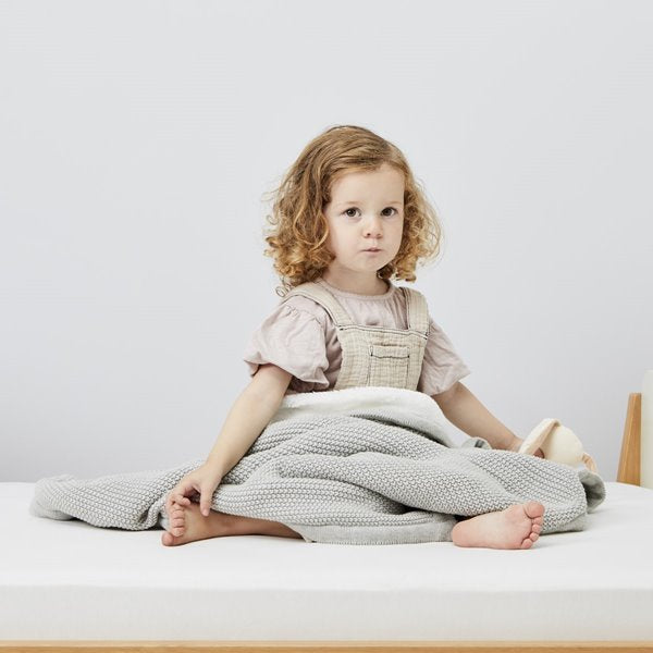 Organic Knitted Fleece Baby Blanket Dove Grey