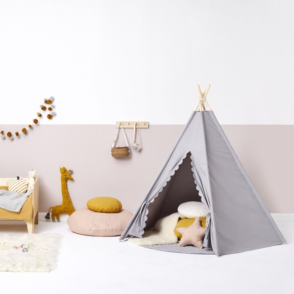 Kids Teepee Play Tent - Grey