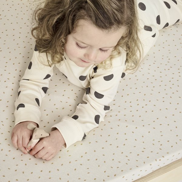 Organic Cot & Cot Bed Fitted Sheet - Linen Rice