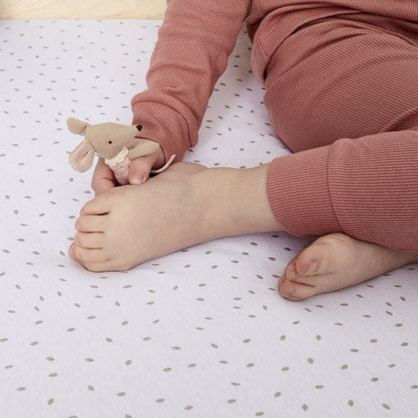 Organic Cot & Cot Bed Fitted Sheet - White Rice