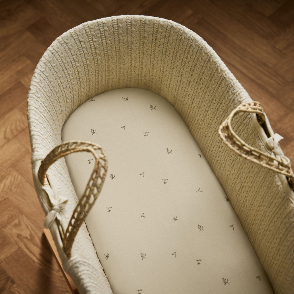 Organic Moses Basket Fitted Sheets in Floral