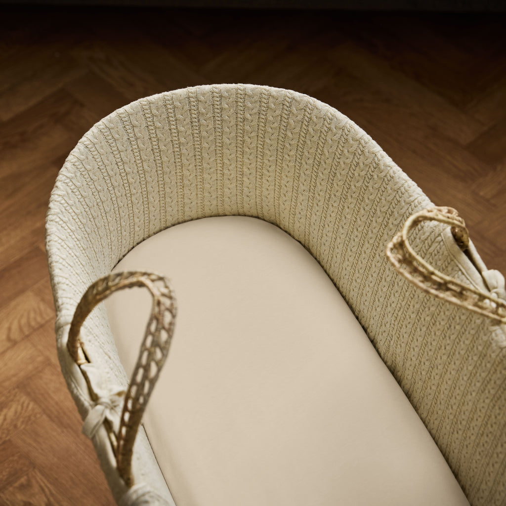 Organic Moses Basket Fitted Sheets in Truffle