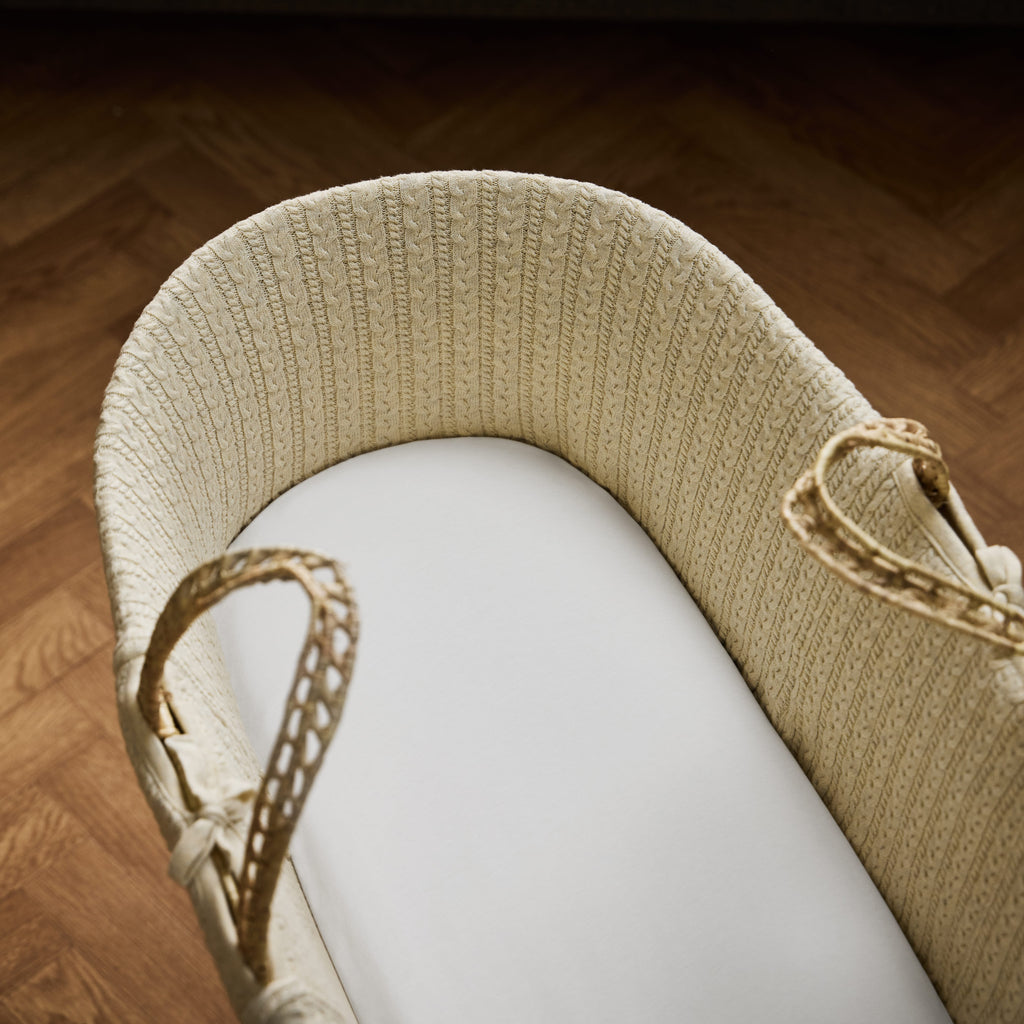 Organic Moses Basket Fitted Sheets in White