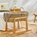 Organic Knitted Moses Basket, Mattress & Natural Rocking Stand Truffle