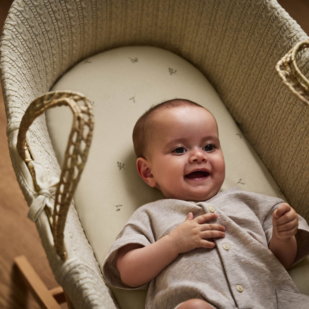 Organic Moses Basket Fitted Sheets in Floral