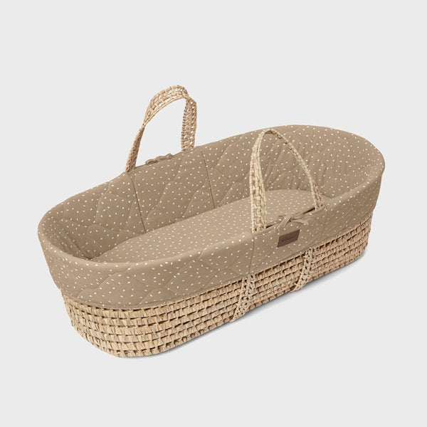 Natural Quilted Moses Basket & Mattress Truffle Rice