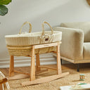 Organic Knitted Moses Basket, Mattress & Natural Rocking Stand Linen