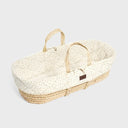 Natural Quilted Moses Basket & Mattress Linen Rice