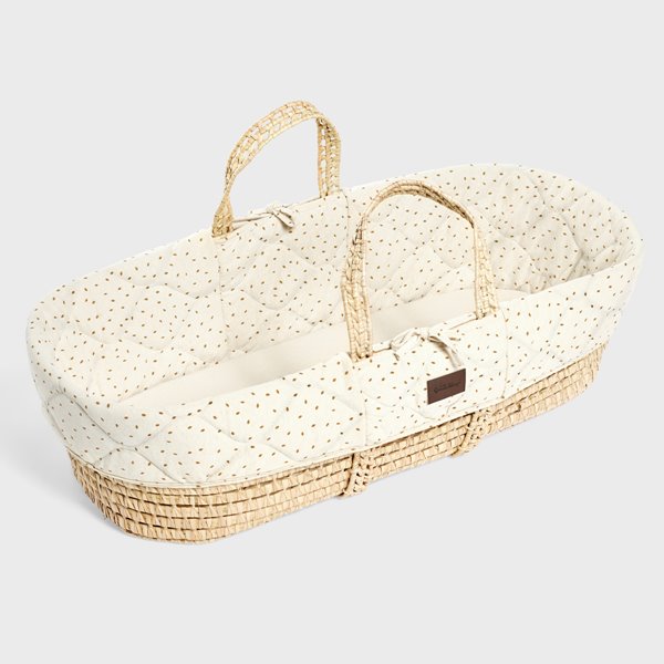 Natural Quilted Moses Basket Replacement Liner – Linen Rice