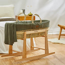 Organic Knitted Moses Basket, Mattress & Natural Rocking Stand Juniper