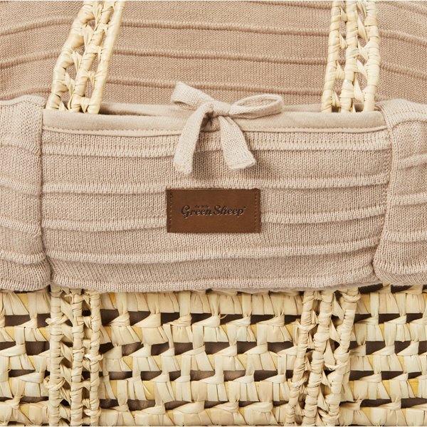 Organic Ripple Knit Moses Basket & Mattress Truffle