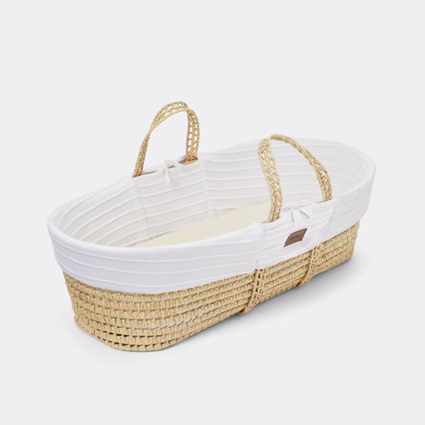 Organic Ripple Knit Moses Basket & Mattress White