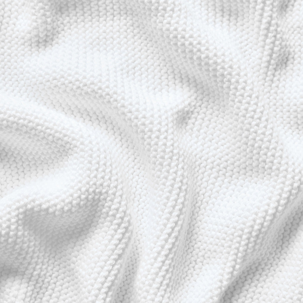 Organic Knitted Cellular Baby Blanket White