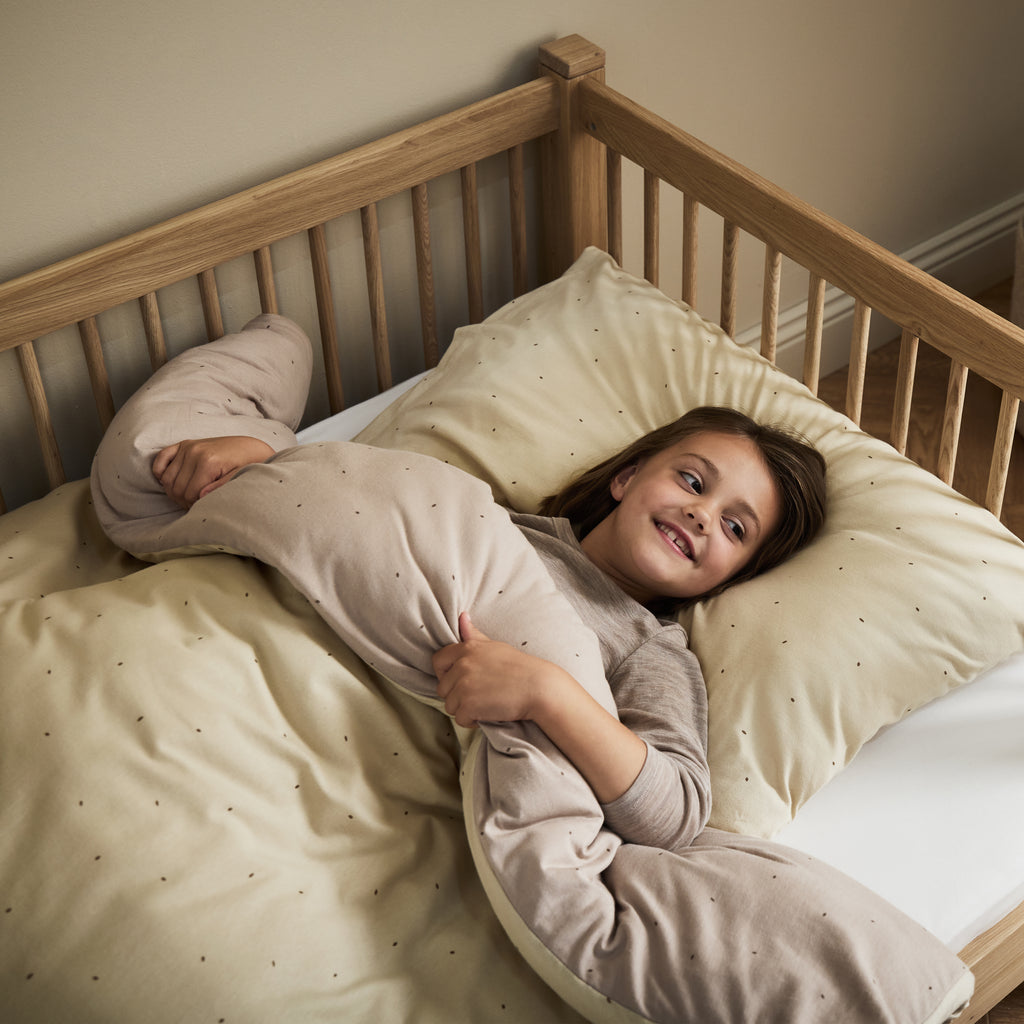 Cot Bed Duvet Cover & Pillow Case Set in Truffle with Cocoa Rice