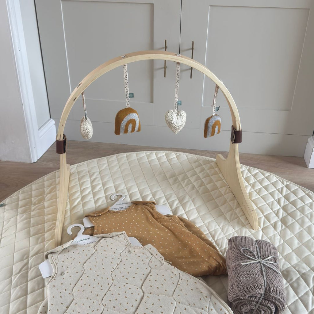 Curved Wooden Baby Play Gym & Charms Set Rainbow