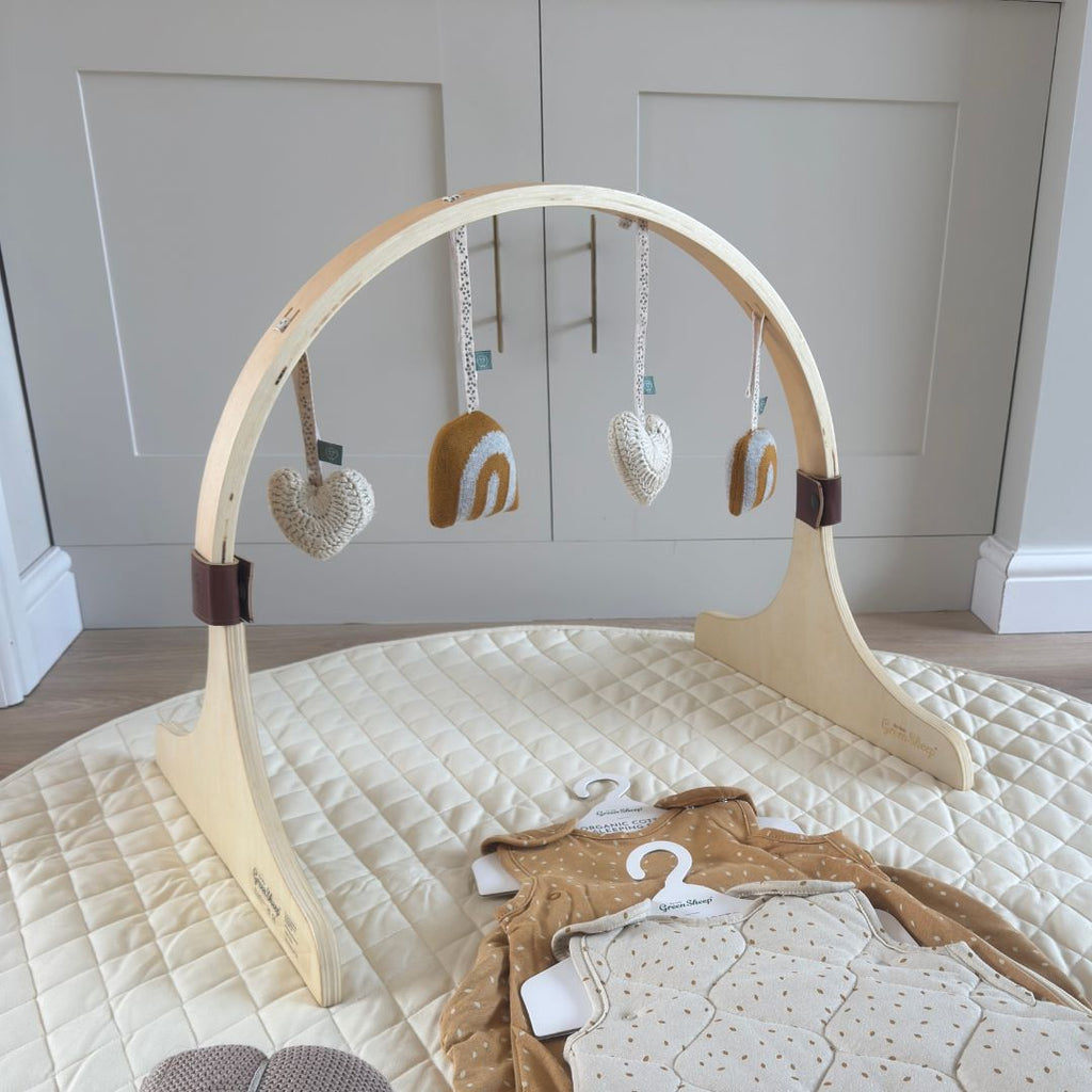 Curved Wooden Baby Play Gym & Charms Set Rainbow