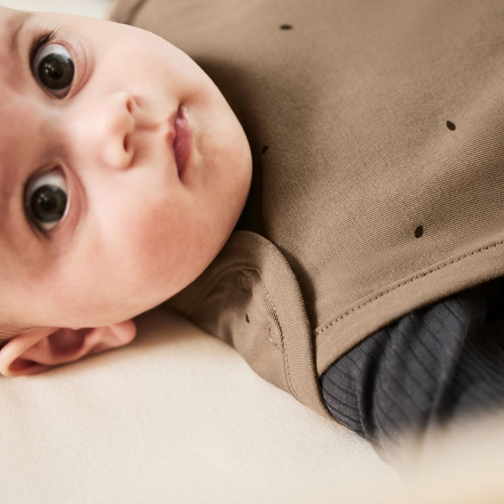 Organic Quilted Baby Sleeping Bag in Cocoa with Ebony