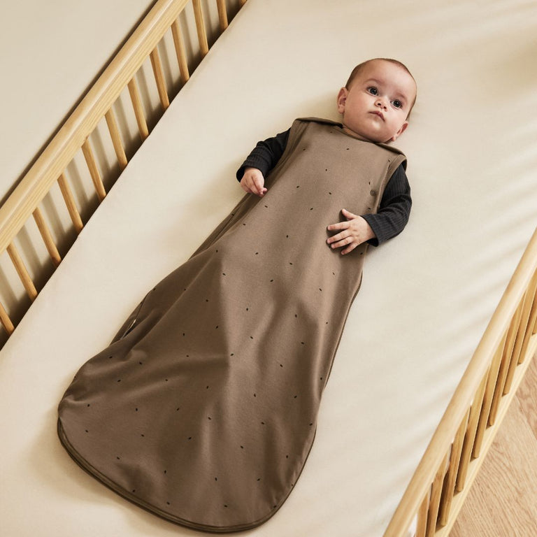 Organic Quilted Baby Sleeping Bag in Cocoa with Ebony