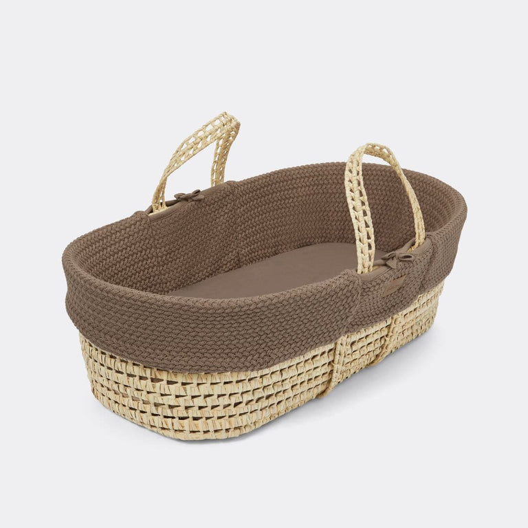 Organic Wheat Knit Moses Basket & Mattress Cocoa