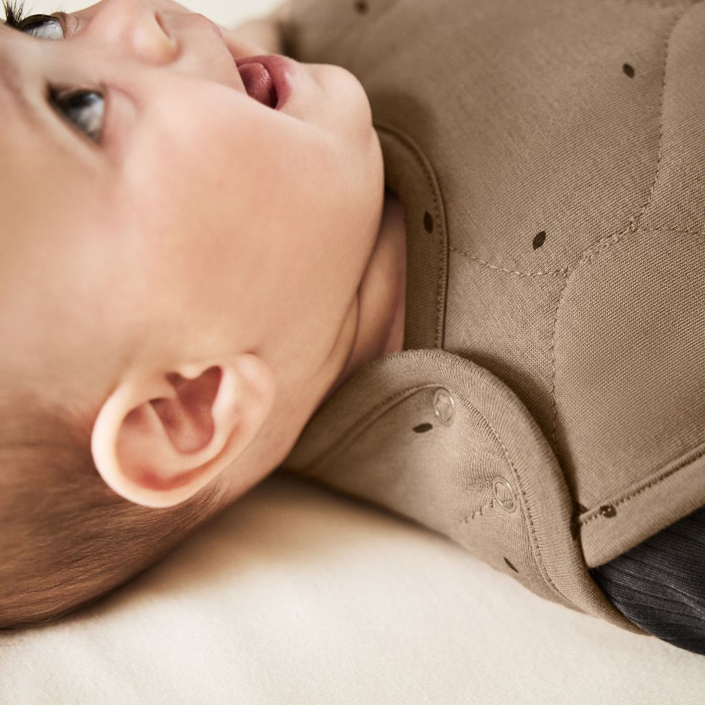 Organic Quilted Baby Sleeping Bag in Ebony with Cocoa - Tog 2.5