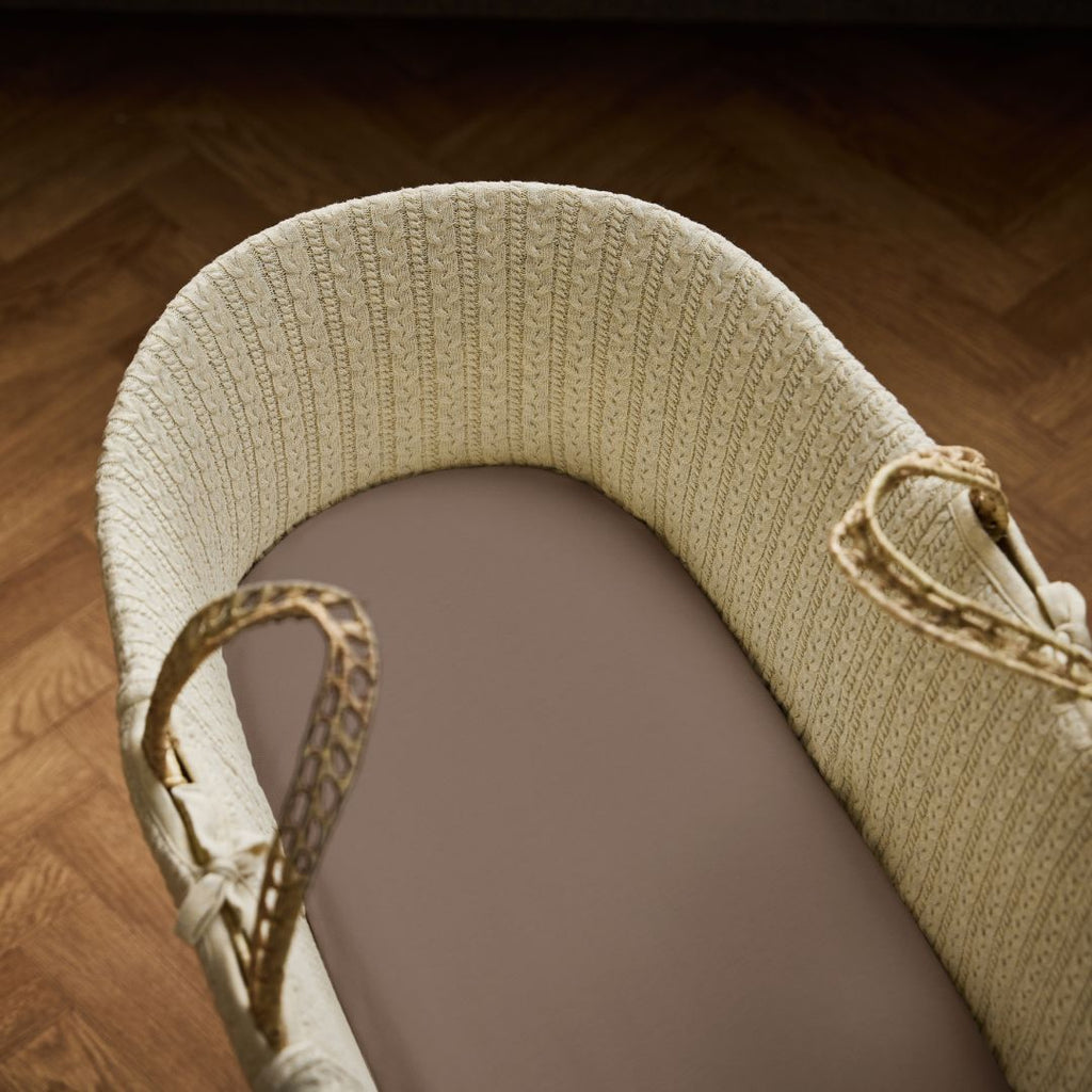 Organic Moses Basket Fitted Sheets in Cocoa