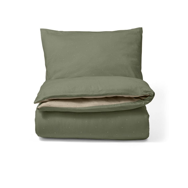 Reversible Cot Bed Duvet Cover & Pillow Case Set in Juniper and Linen