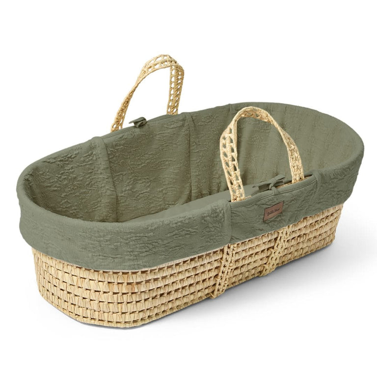 Organic Furrow Knit Moses Basket & Mattress Juniper
