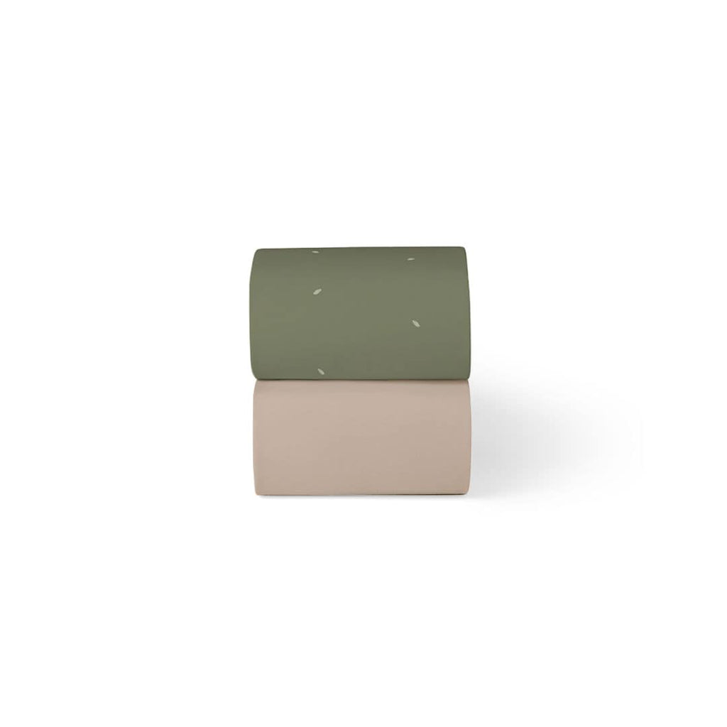 Organic Moses Basket Fitted Sheets in Juniper with Sage Rice