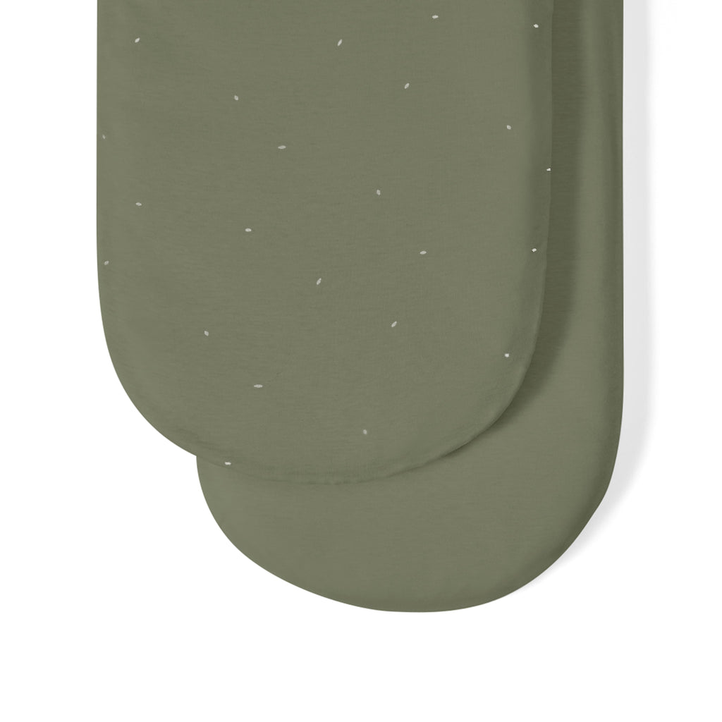 Organic Moses Basket Fitted Sheets in Juniper with Sage Rice