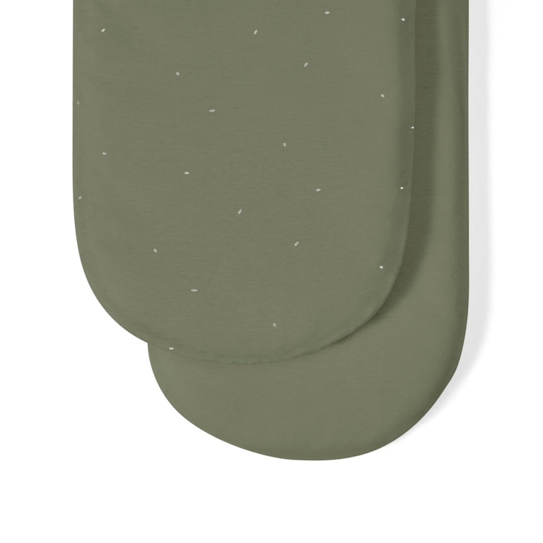 Organic Moses Basket Fitted Sheets in Juniper with Sage Rice