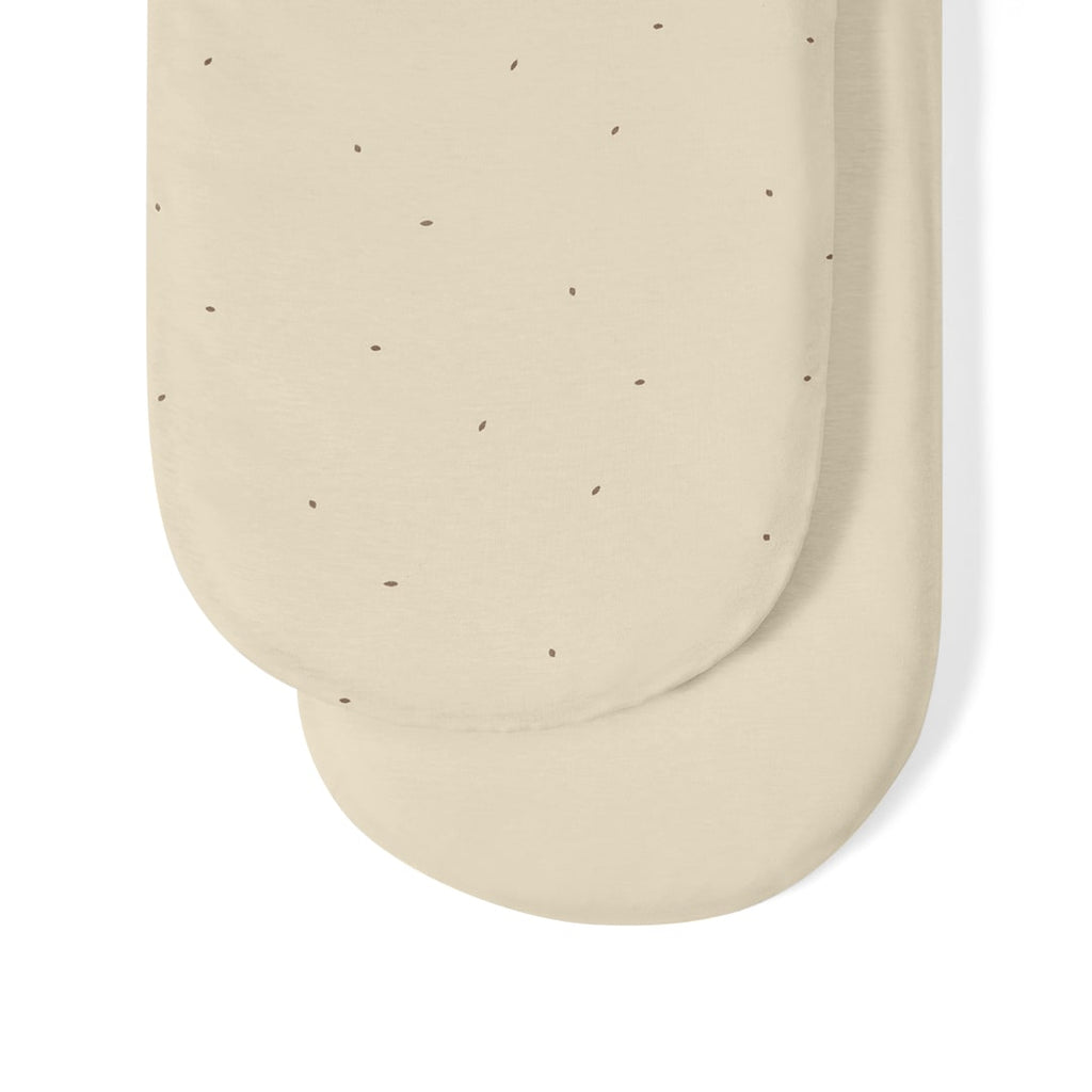 Organic Moses Basket Fitted Sheets in Linen with Cocoa Rice